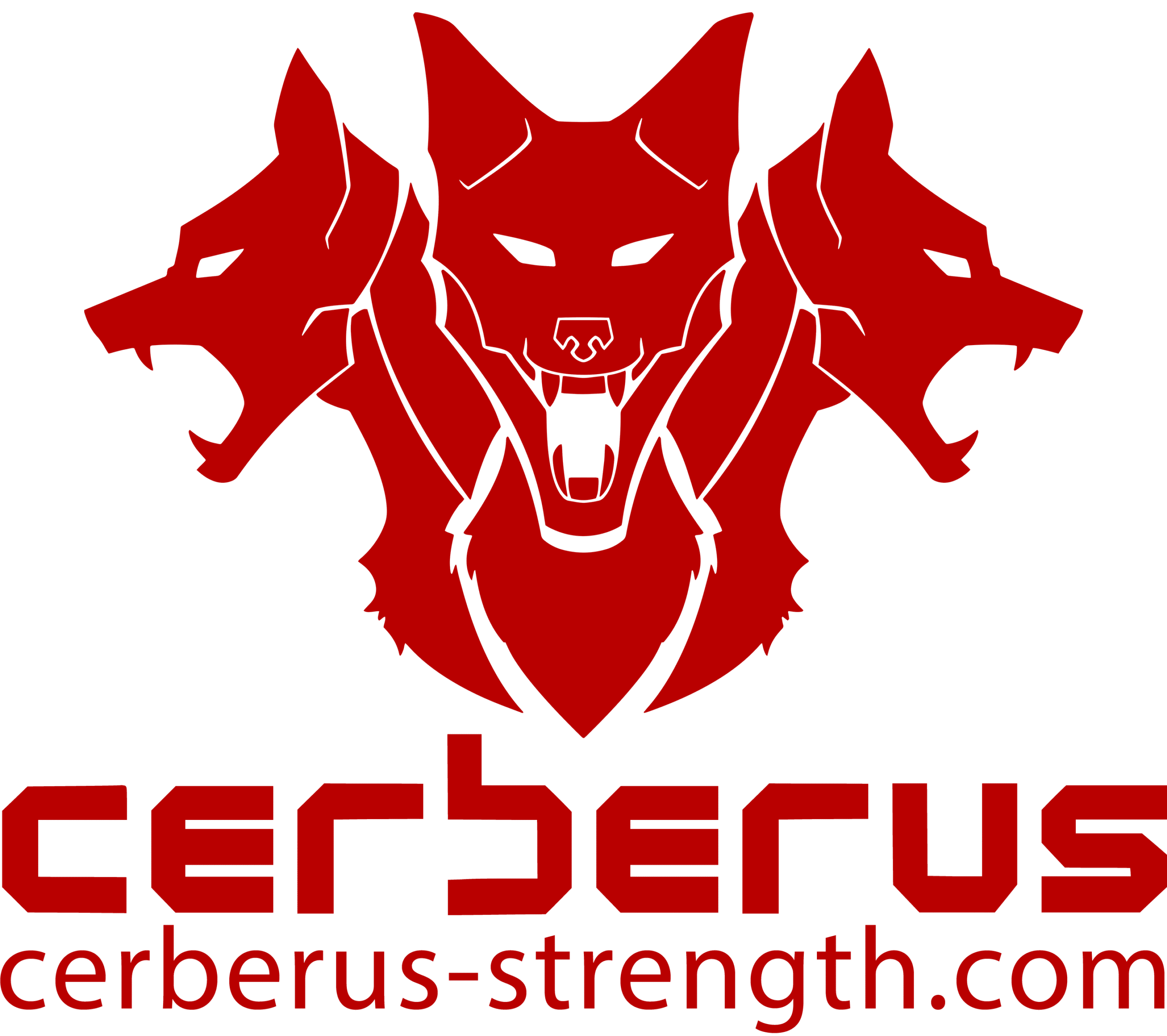 CERBERUS Dog heads & Text Logo ALL RED (1)
